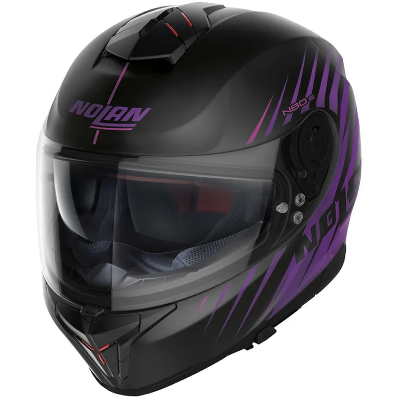 Casco Moto Integrale Nolan N80-8 KOSMOS N-Com 066 Nero Opaco Viola Subito Disponibile