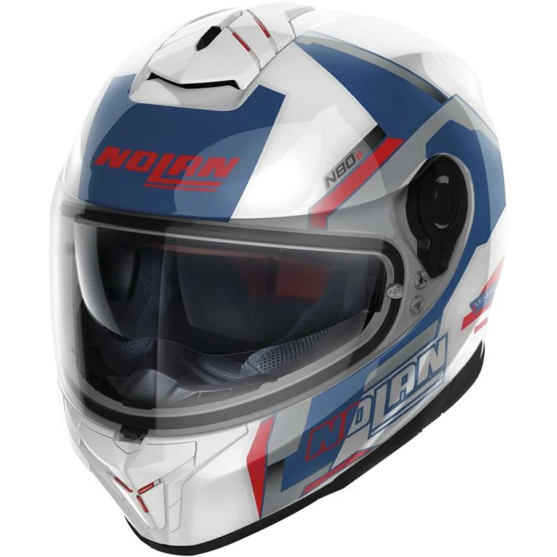 Subito Disponibile Casco Moto Integrale Nolan N80-8 WANTED N-COM 075 Rosso Blu Silver