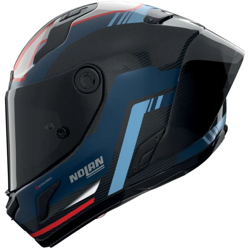 Casco Moto Integrale Nolan X-804 RS UC PIEGA 366 Carbonio Blu Azzurro Rosso lucido Consegna Rapida