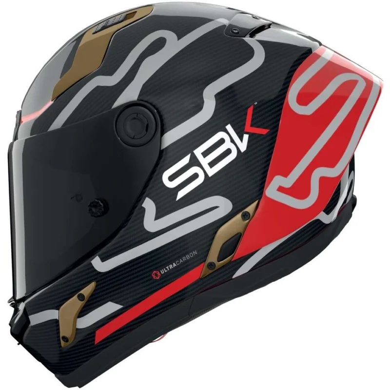Offerta Casco Moto Integrale Nolan X-804 RS UC SBK 360 Carbonio Rosso Oro Lucido