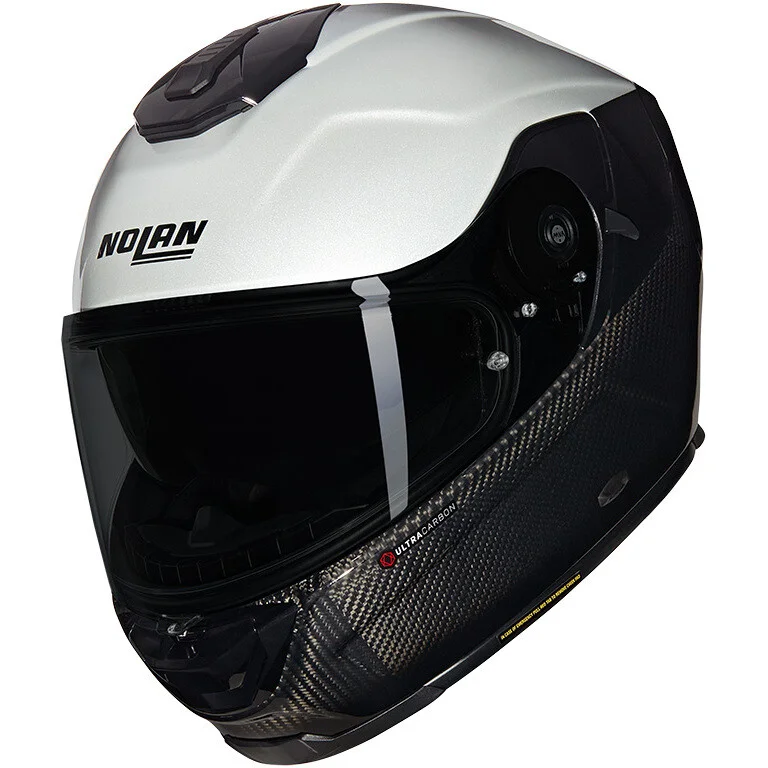 Consegna Rapida Casco Moto Integrale Nolan X-903 ULTRA CARBON VERNICIATURA SPECIALE 342 Nero Bianco Lucido