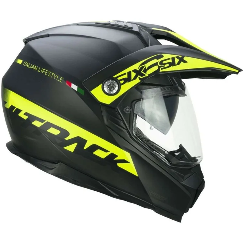 Prezzo Basso Casco Moto Integrale Off Road CGM 666s TWIN HITRACK Nero Giallo Fluo Opaco