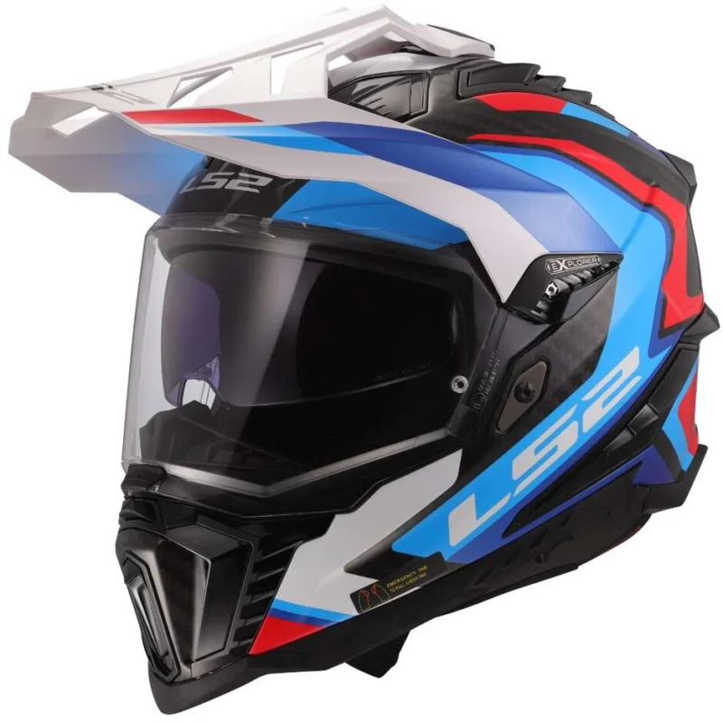 Casco Moto integrale Off-Road in Carbonio LS2 MX701 EXPLORER C FRONTIER II Bianco Blue Saldi