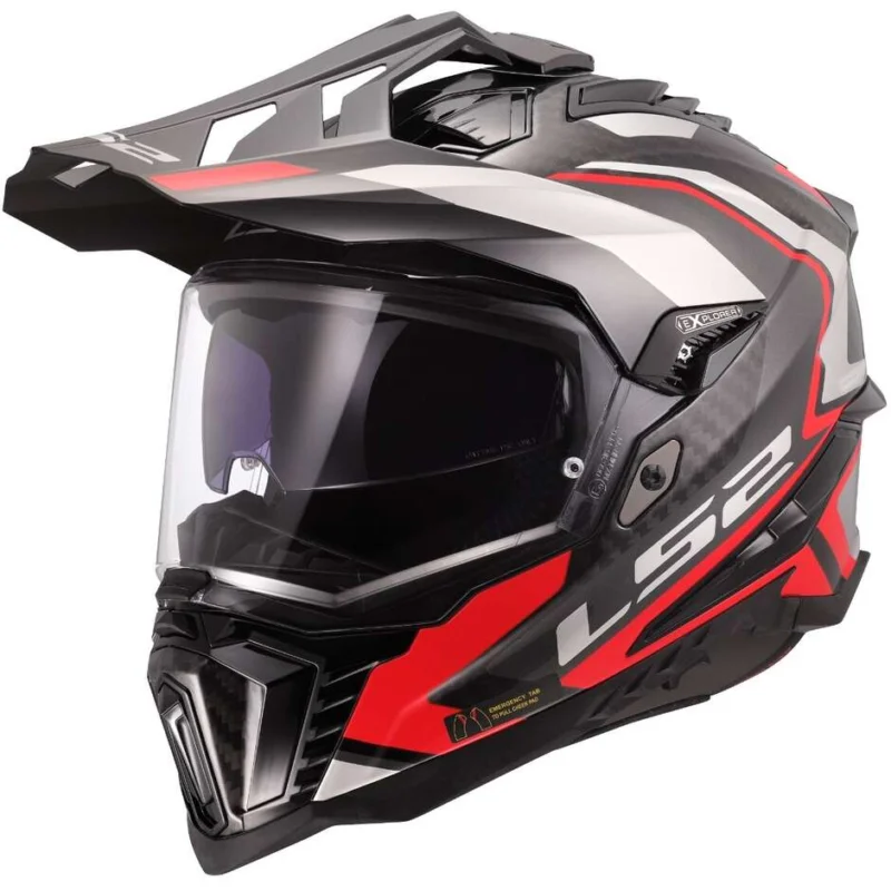 Quantità Limitata Casco Moto integrale Off-Road in Carbonio LS2 MX701 EXPLORER C FRONTIER II Rosso