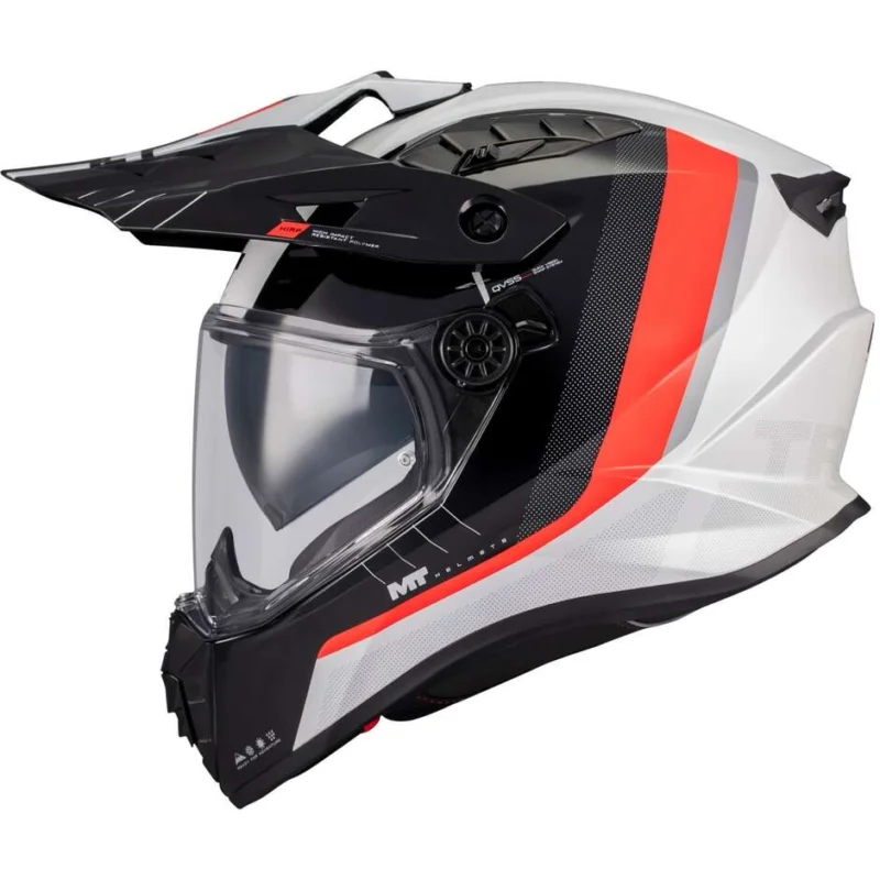 Casco Moto Integrale Off Road Mt Helmet TRACK SV NOMAND A15 Bianco Arancio Nero Lucido Prezzo Scontato