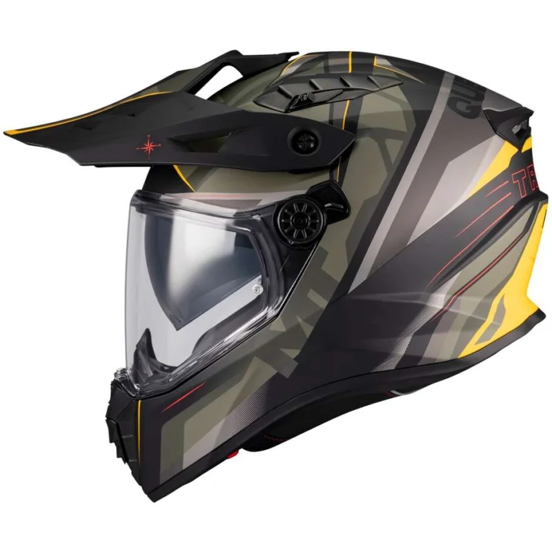 Casco Moto Integrale Off Road Mt Helmet TRACK SV QUESTOR B6 Verde Giallo Opaco Scelto Dai Clienti