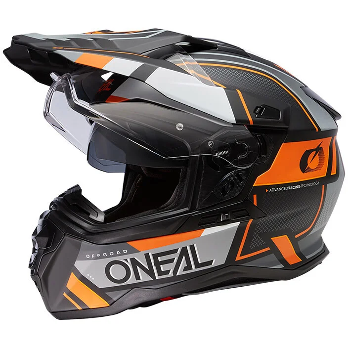 Promozione Esclusiva Casco Moto Integrale Oneal D-SRS Helmet SQUARE Nero Grigio Arancio