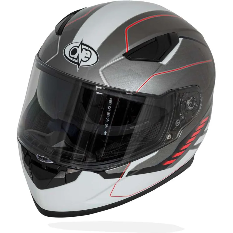 Offerta Casco Moto Integrale One GT1 Doppia Visiera Titanio Rosso