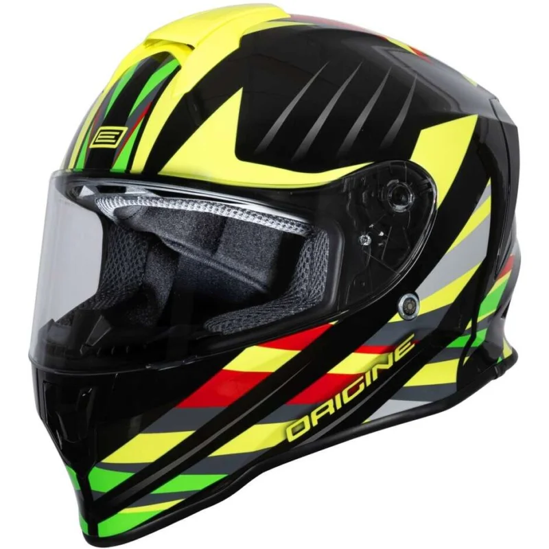 Spedizione Gratuita Casco Moto Integrale ORIGINE DINAMO FOOLISH Giallo Nero Lucido 22.06