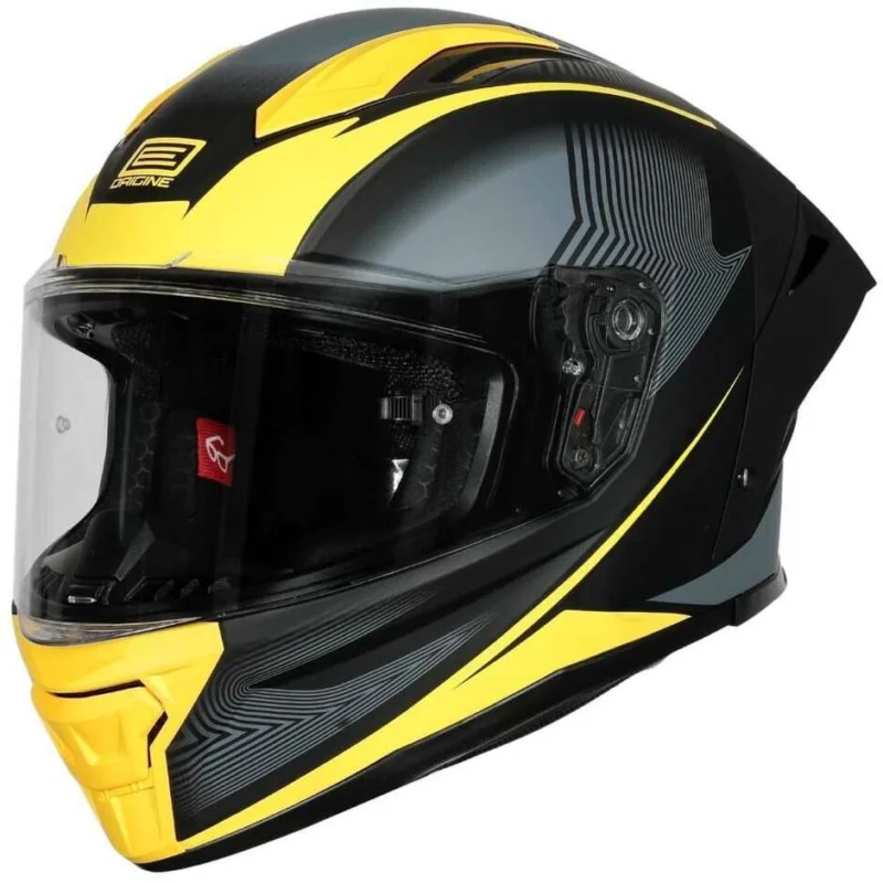 Casco Moto Integrale ORIGINE PISTA ELEMENTARY Fluo Giallo Nero Opaco Prezzo Basso