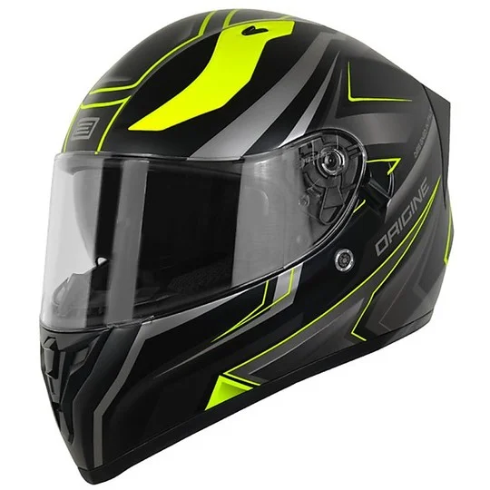 Promozione Casco Moto Integrale Origine Strada Graviter Nero Giallo Fluo