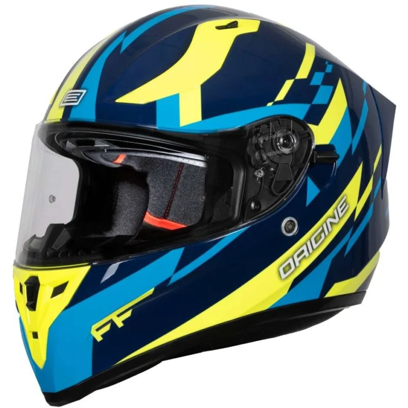 Casco Moto IntegraleORIGINE STRADA REVEAL Giallo Blu Lucido 22.06 Consegna Rapida