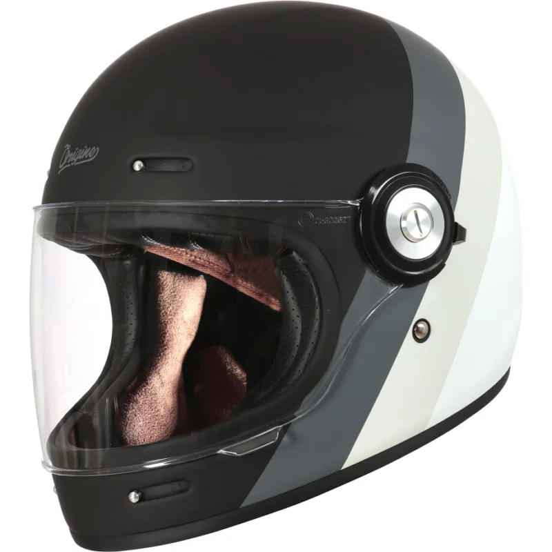 Direttamente Dal Produttore Casco Moto Integrale Origine VEGA Primitive Grigio Bianco Nero Opaco 22.06