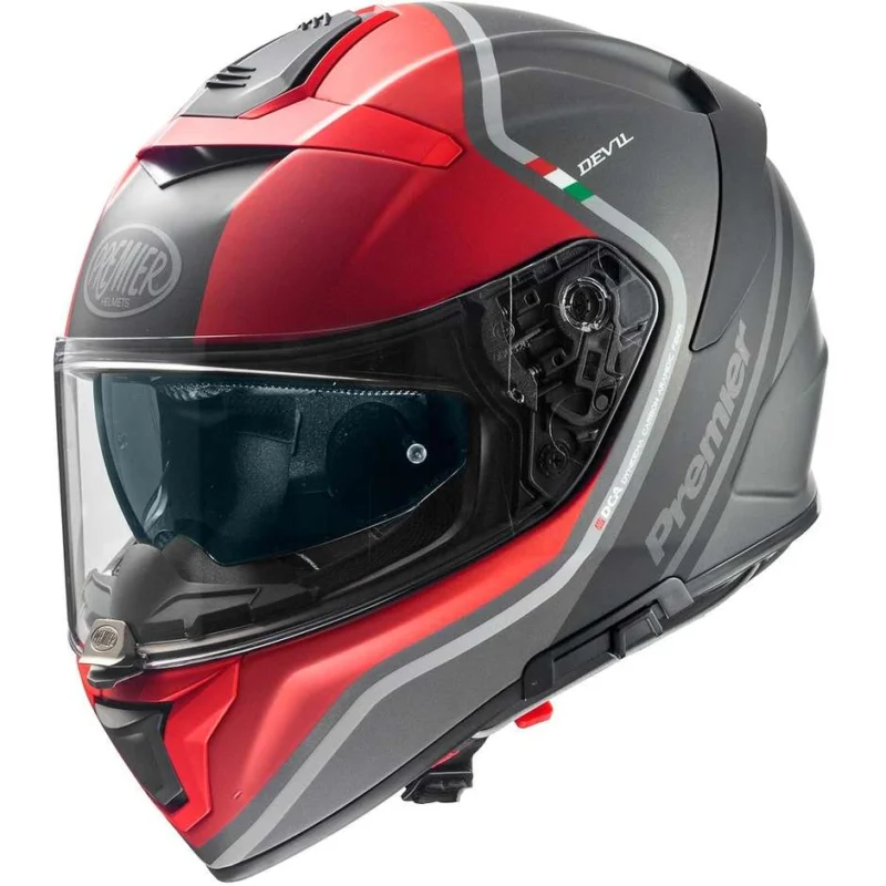 Casco Moto Integrale Premier DEVIL PH17BM Grigio Opaco Rosso Vendita Finale