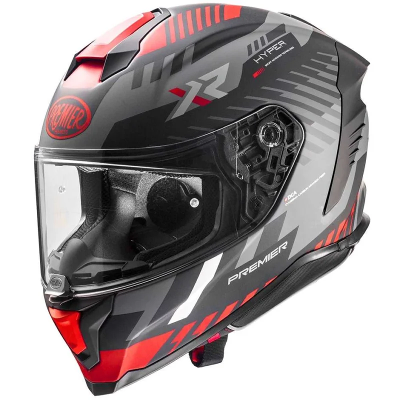 Casco Moto Integrale Premier HYPER XR92BM Grigio Rosso Opaco Prezzo Di Fabbrica