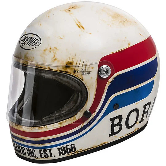 Casco Moto Integrale Premier Trophy Stile anni 70 BTR 8 Bm Bianco Opaco Subito Disponibile