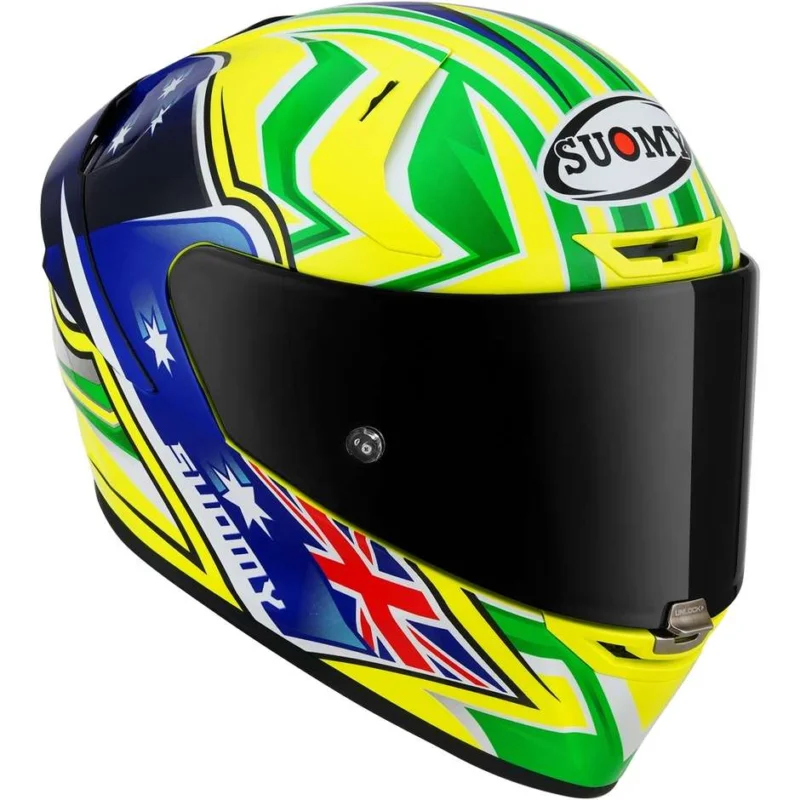 Spedizione Gratuita Casco Moto Integrale Racing Suomy SR-GP TOP RACER Giallo Blu