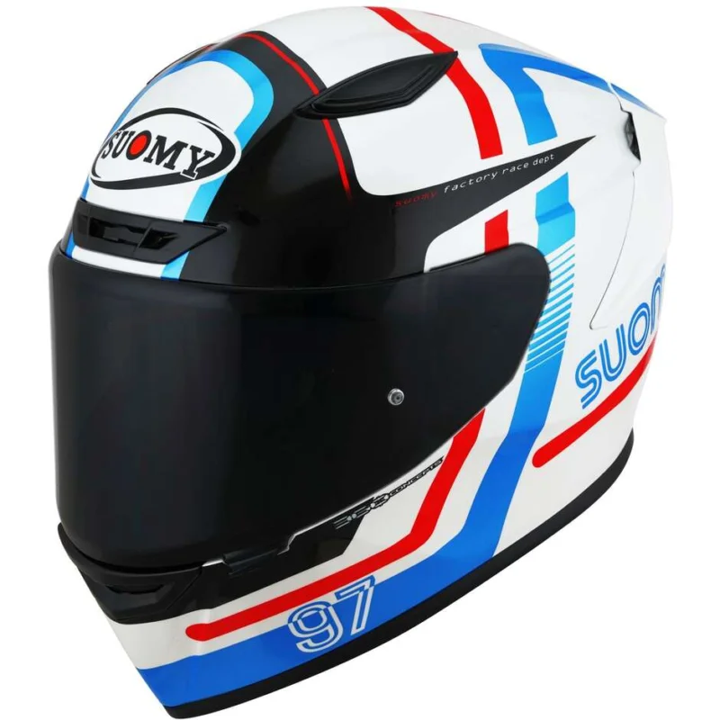 Nuova Collezione Casco Moto Integrale Racing Suomy TRACK-1 NINETY SEVEN Bianco Rosso