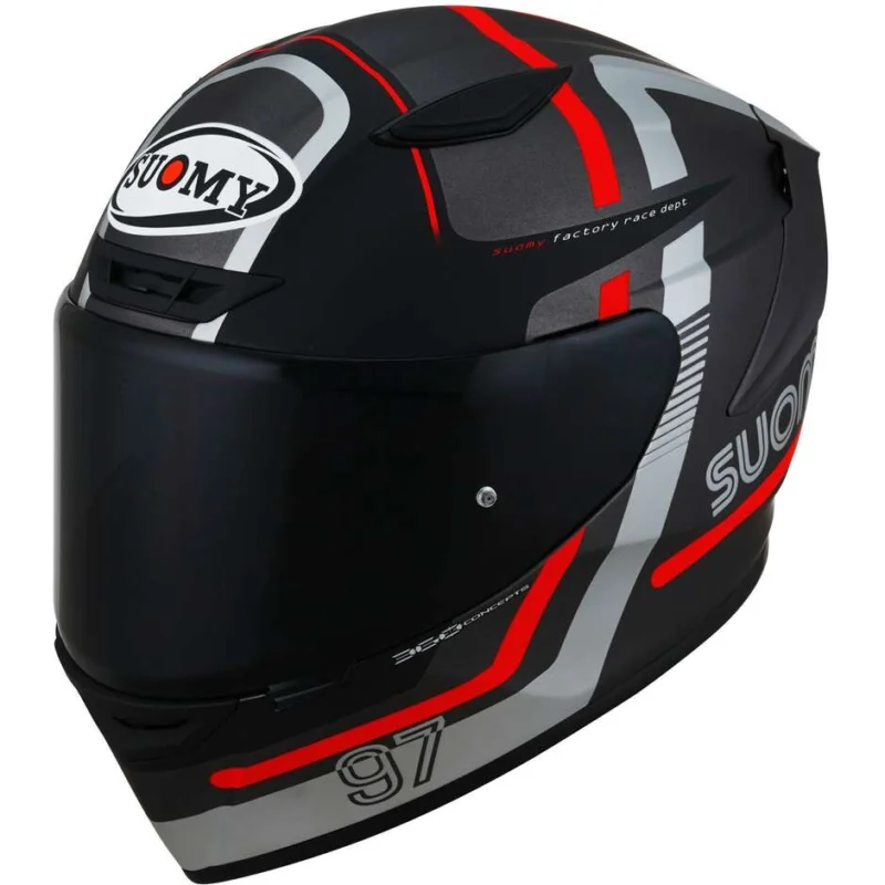 Prezzo Basso Casco Moto Integrale Racing Suomy TRACK-1 NINETY SEVEN Grigio Opaco Rosso