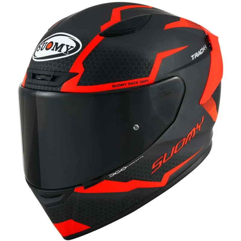 Casco Moto Integrale Racing Suomy TRACK-1 REACTION Opaco Antracite Rosso Spedizione Espresso