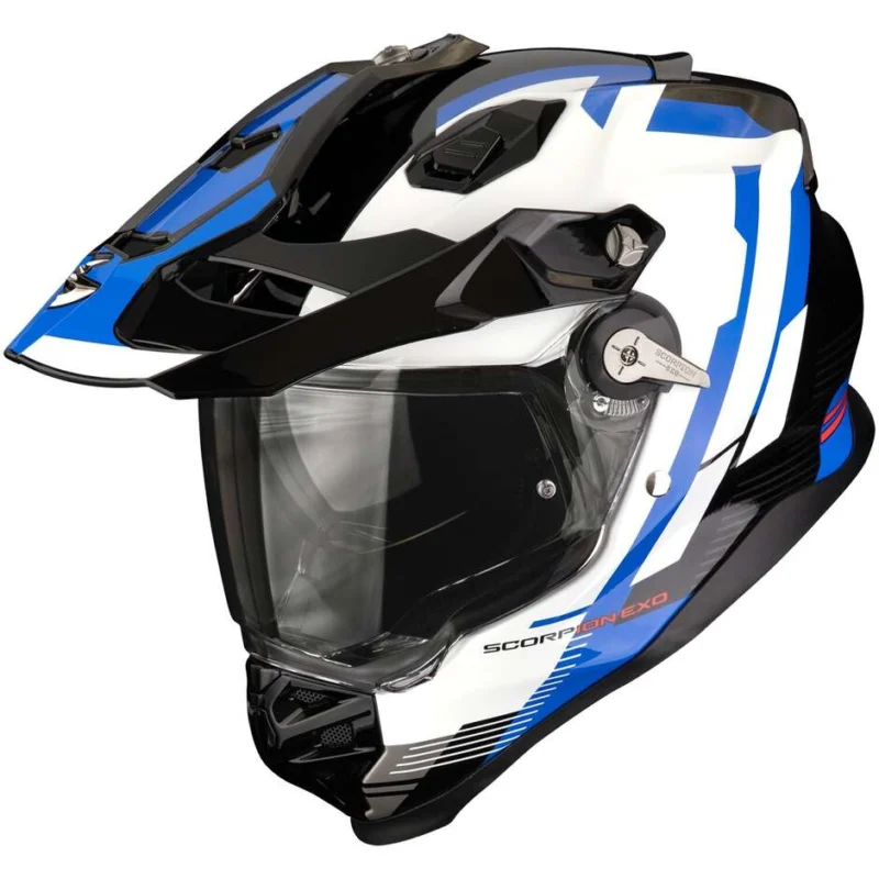 Promozione Esclusiva Casco Moto Integrale Scorpion ADF-9000 AIR PATROL Nero Blu Bianco