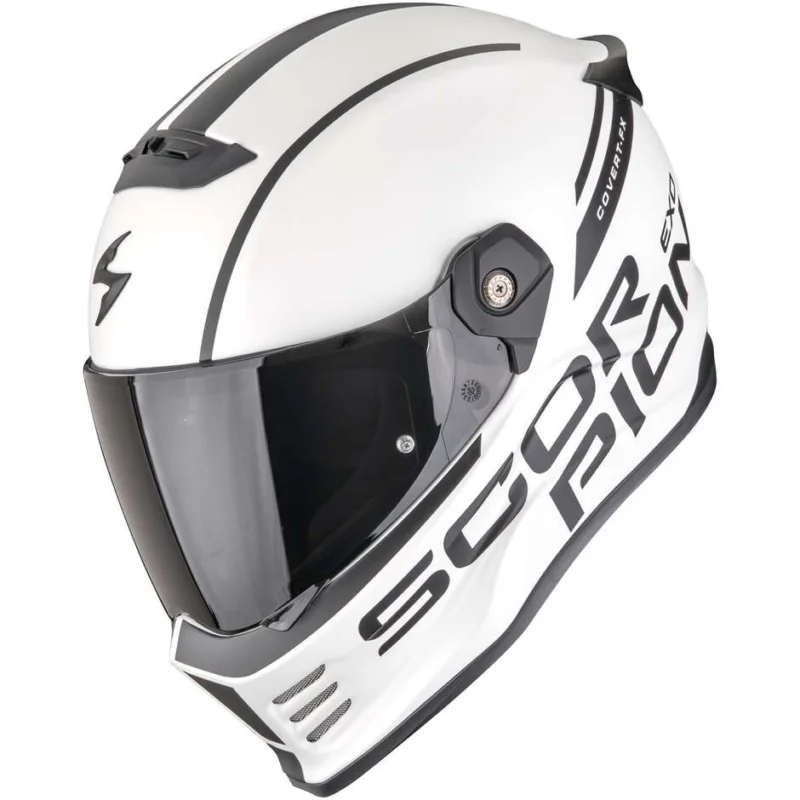 Casco Moto Integrale Scorpion COVERT-FX DANKO Bianco Perla Opaco Nero Ultime Pezzi