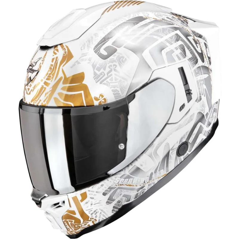 Casco Moto Integrale Scorpion EXO-1500 AIR APUS Bianco Perla Grigio Oro A Buon Prezzo