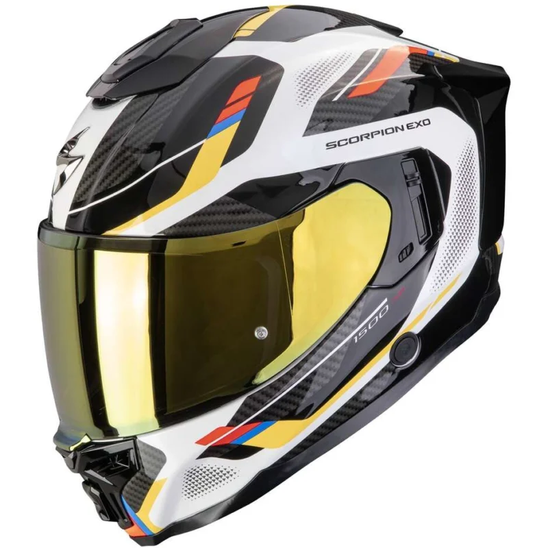 Casco Moto Integrale Scorpion EXO-1500 AIR SLEEK Bianco Blu Giallo Più Venduto