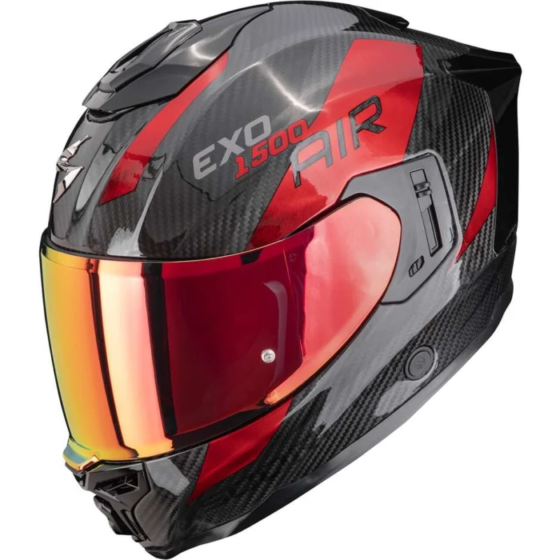 Casco Moto Integrale Scorpion EXO-1500 CARBON AIR PLATTED Nero Rosso Consegna Rapida