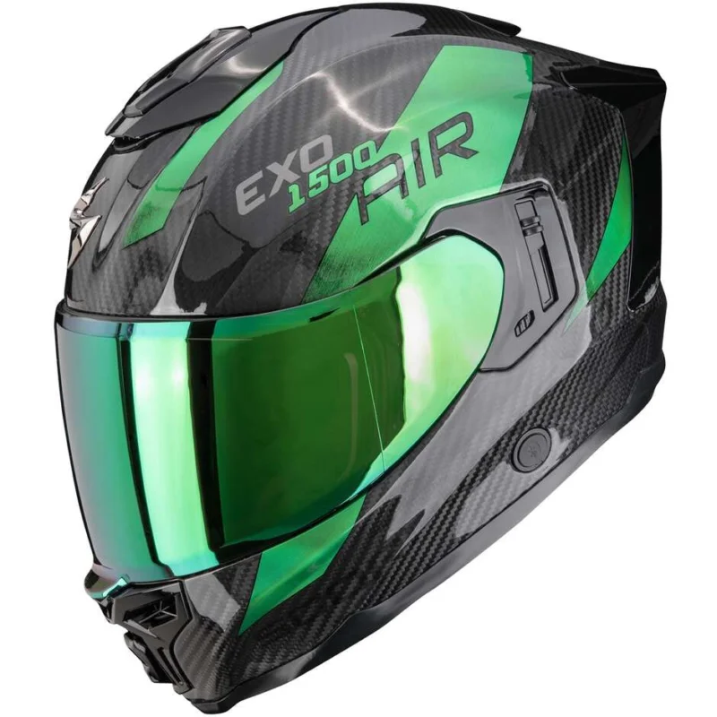 Casco Moto Integrale Scorpion EXO-1500 CARBON AIR PLATTED Nero Verde Offerta Speciale