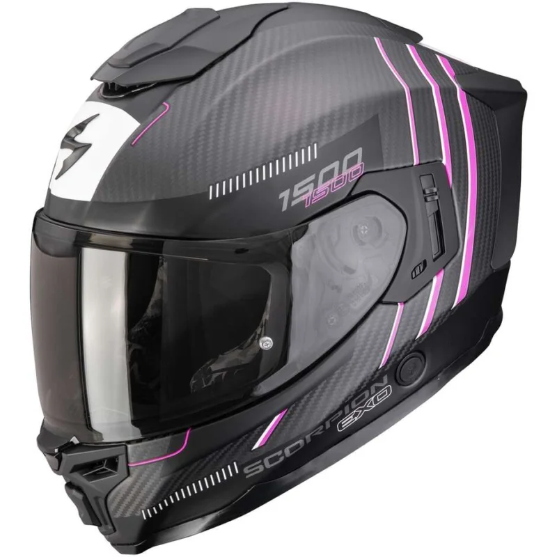 Casco Moto Integrale Scorpion EXO-1500 CARBON AIR ZITY Nero opaco Rosa Promozione Esclusiva
