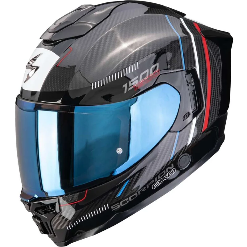 Casco Moto Integrale Scorpion EXO-1500 CARBON AIR ZITY Nero Rosso Blu Occasione