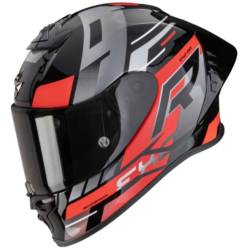 Casco Moto Integrale Scorpion EXO-R1 EVO II AIR ADRENALINE Nero Rosso Argento Ultime Pezzi