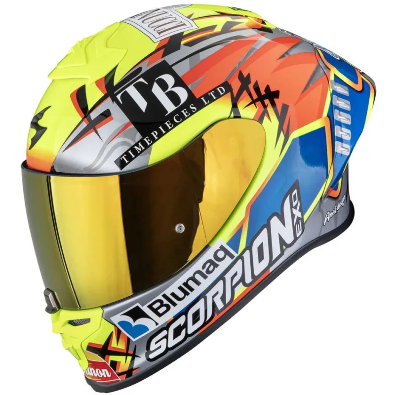 Casco Moto Integrale Scorpion EXO-R1 EVO II AIR ARON MISANO Argento Giallo Neon Blu Ultime Pezzi