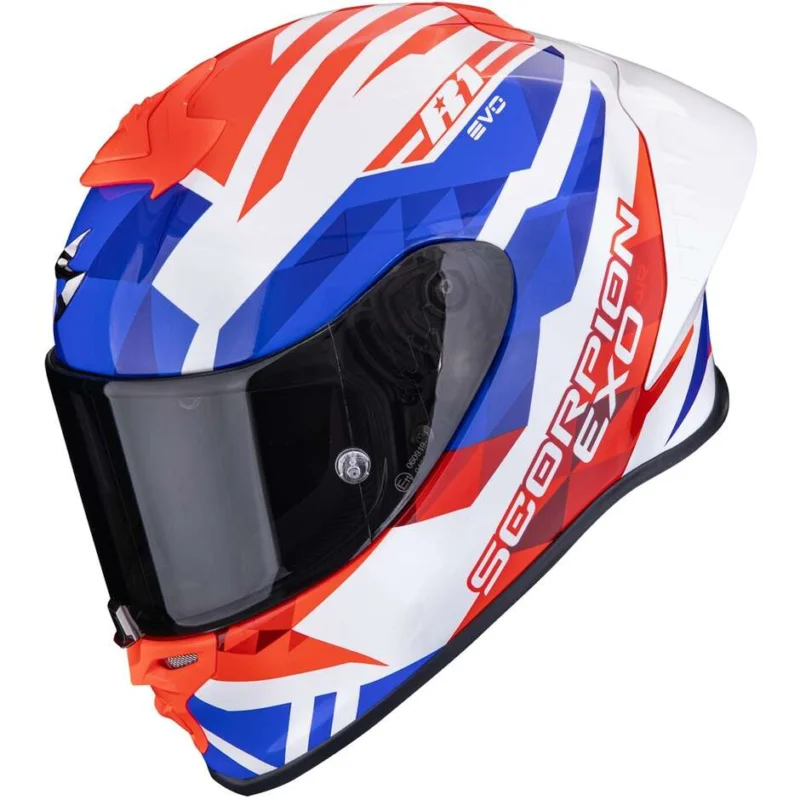 Soddisfatti O Rimborsati Casco Moto Integrale Scorpion EXO-R1 EVO II AIR VALERE Bianco Rosso Blu