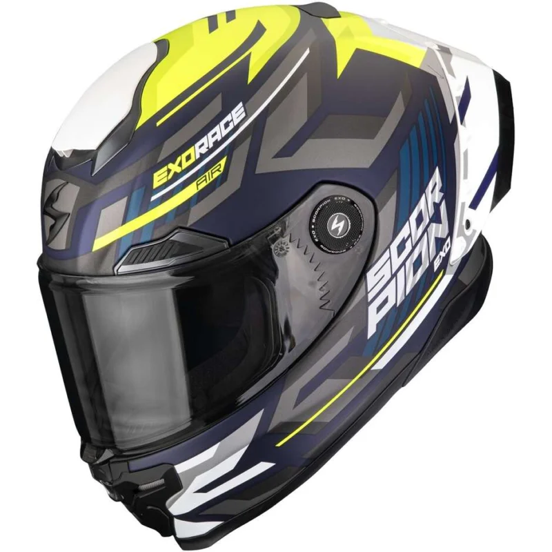 Casco Moto Integrale Scorpion EXO-RACE AIR KOBRA Blu Giallo Neon Opaco Nuovo Arrivo
