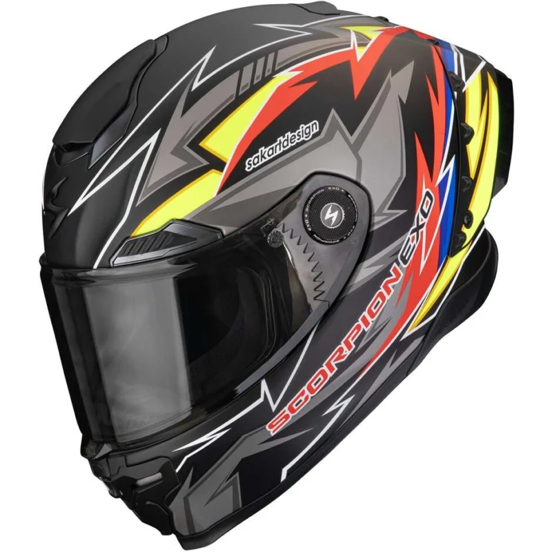 Casco Moto Integrale Scorpion EXO-RACE AIR MOVE ON Nero Rosso Giallo Opaco Pagamento Sicuro