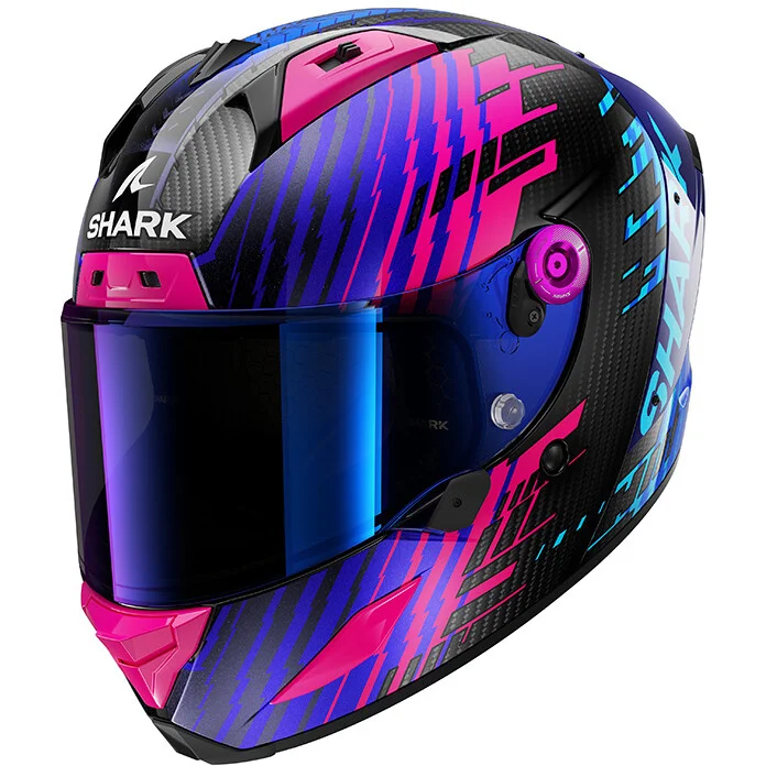 Casco Moto Integrale Shark AERON EDGY Blu Carbonio Cromato Miglior Prezzo
