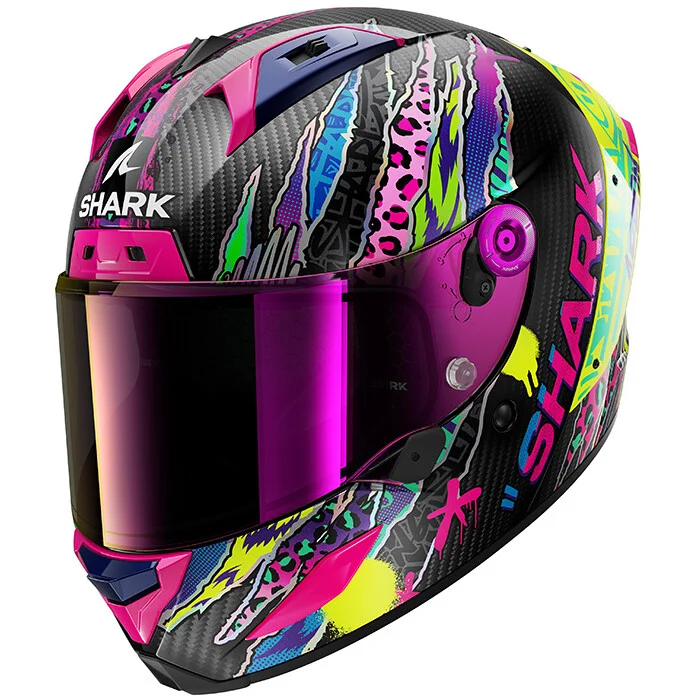 Sconto Casco Moto Integrale Shark AERON FAWN Giallo Viola Carbonio