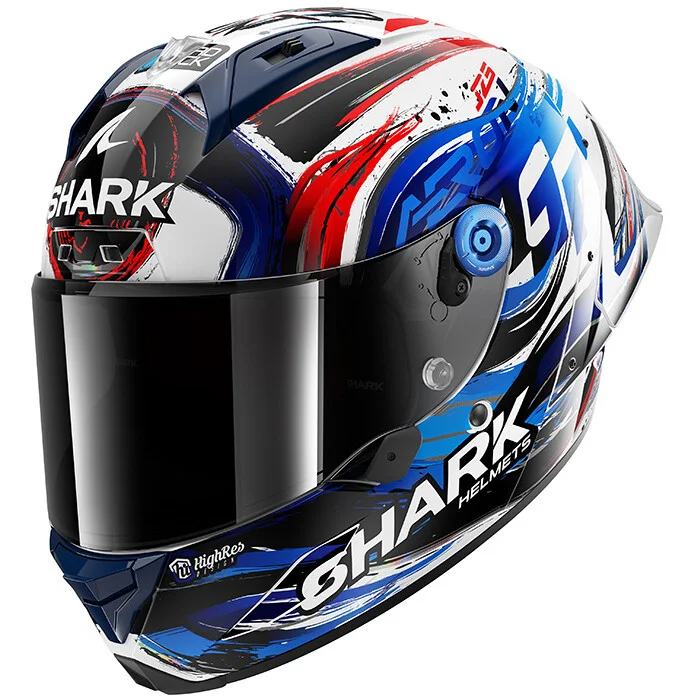 Casco Moto Integrale Shark AERON-GP FIM RACING #1 REPLICA ZARCO SIGNATURE Bianco Nero Blu Più Venduto