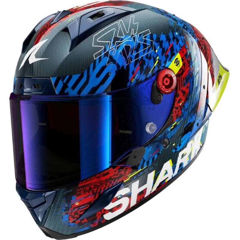 Casco Moto Integrale Shark AERON-GP FIM RACING #2 SPEED-VIB Carbon Blu Rosso Subito Disponibile