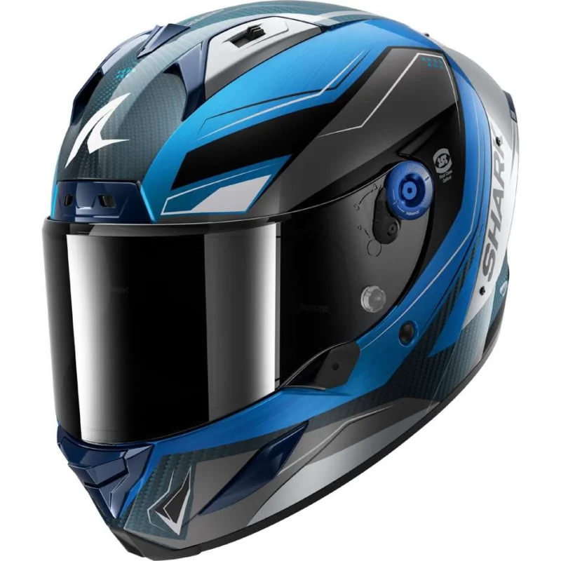 Non Perdere Casco Moto Integrale Shark AERON MEKARIUM Carbon Blu Silver