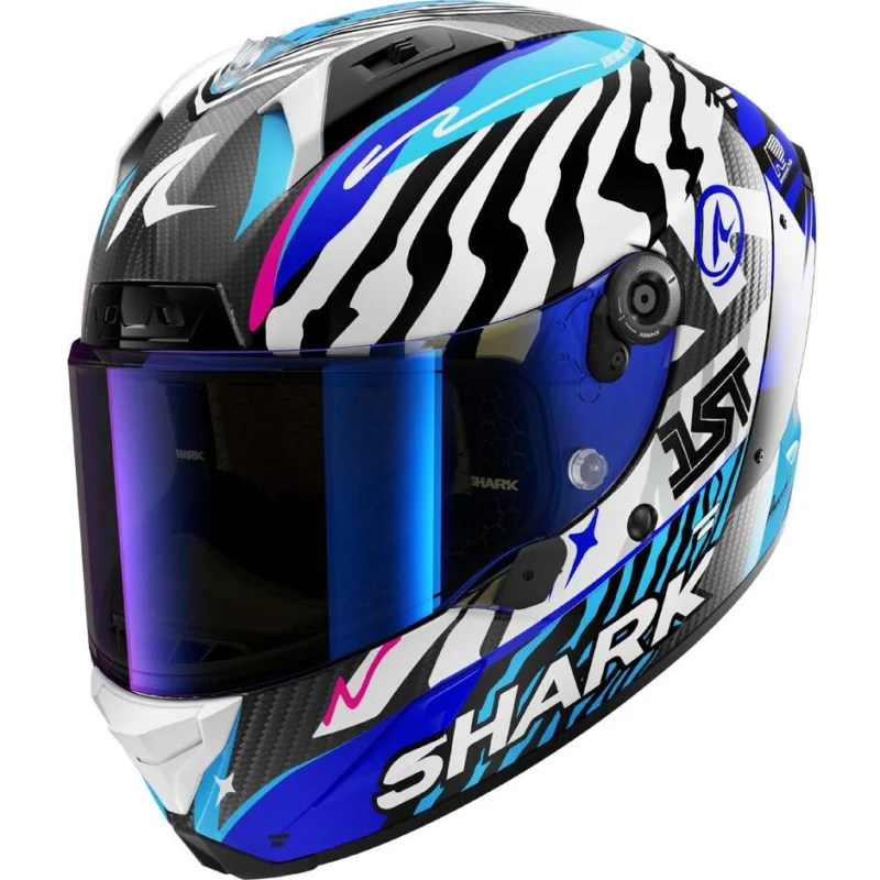 Casco Moto Integrale Shark AERON SPEED-FANCY Carbon Bianco Blu Prezzo Ridotto