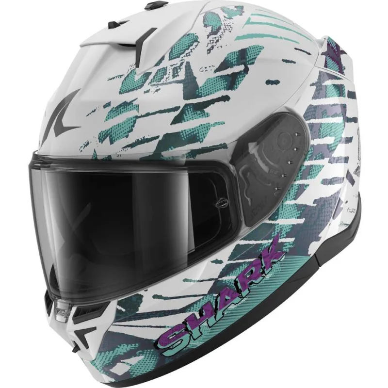 Di Tendenza Casco Moto Integrale Shark D-SKWAL 3 REPTAIA Bianco Cameleon Bianco