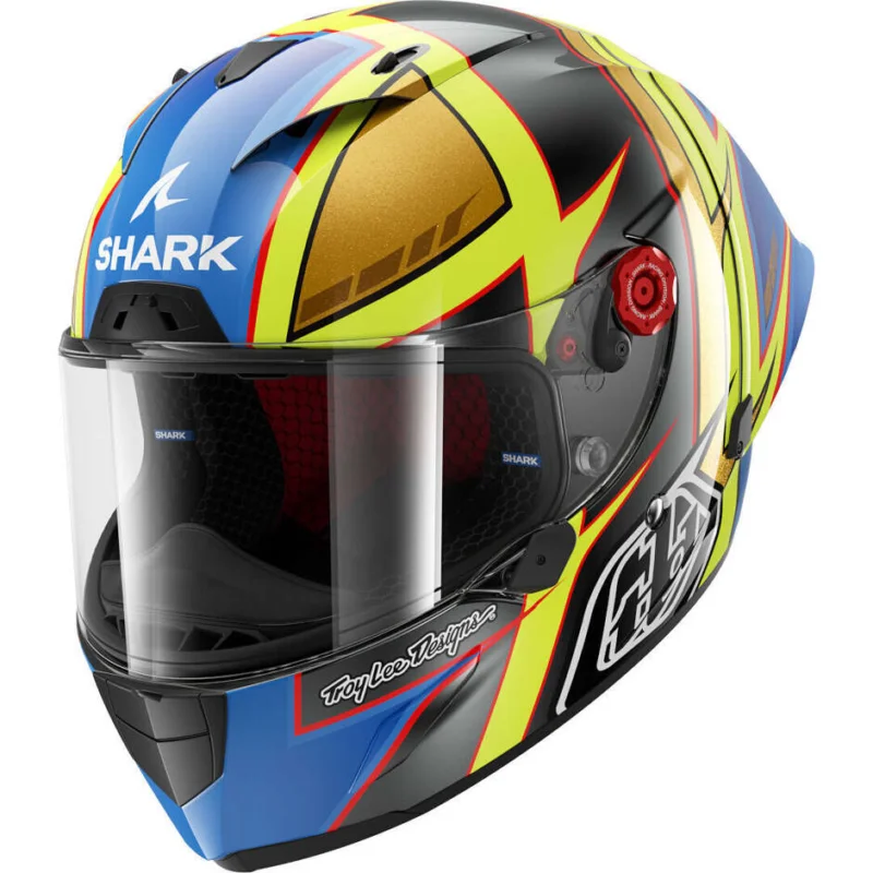 Economico Casco Moto Integrale Shark RACE-R PRO GP 06 REPLICA CAM PETERSEN Giallo Antracite Blu