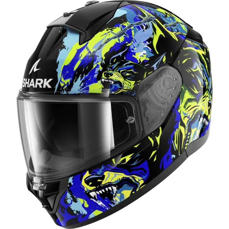 Casco Moto Integrale Shark RIDILL 2 RAGING BEAST Nero Blu Verde Direttamente Dal Produttore