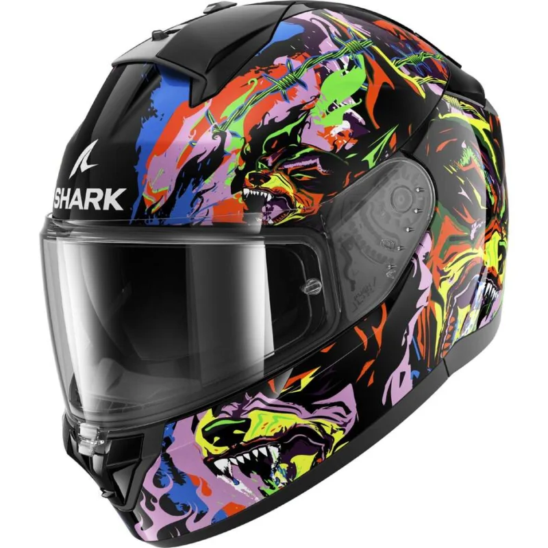 Acquista Ora Casco Moto Integrale Shark RIDILL 2 RAGING BEAST Nero Viola Giallo