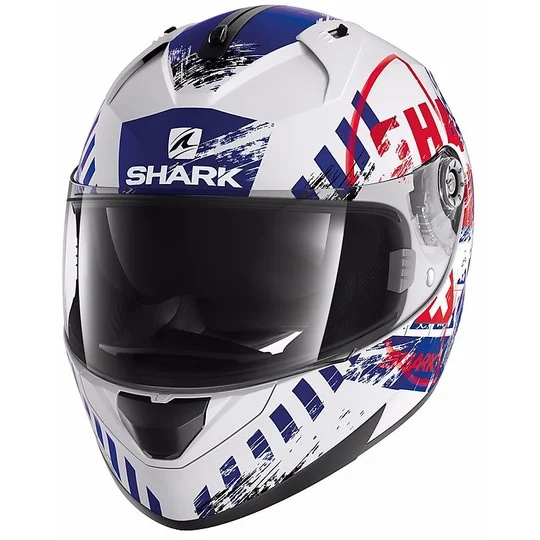 Occasione Imperdibile Casco Moto Integrale Shark RIDILL SKYD Bianco Blu Rosso
