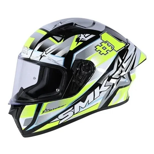 Casco Moto Integrale SMK Stellar Uno Sport GL214 Giallo Grigio Nuova Collezione