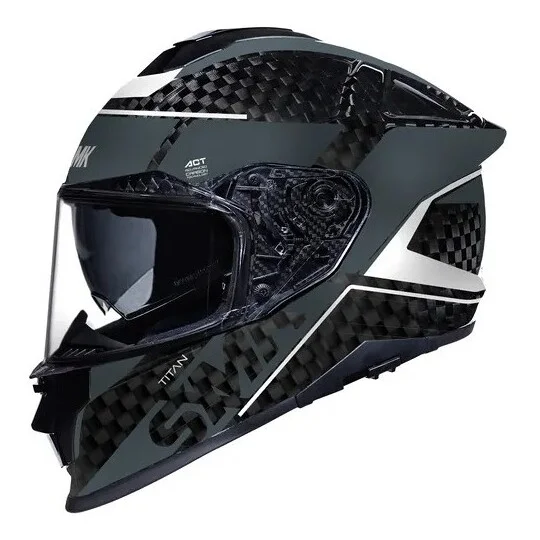 Compra Online Casco Moto Integrale SMK Titan Carbon Nero GL261 Grigio Bianco